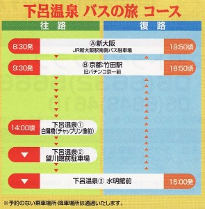 大阪・京都-下呂温泉直行バス　時刻表